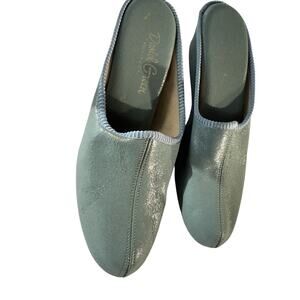 Rare 1950s Daniel Green Blue Leather Slippers Womens 7 Vintage Hollywood Boudoir